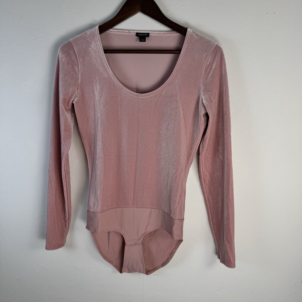 J.CREW Pink Velvet Bodysuit Women’s Size Small Long Sleeve Stretch Scoop Neck